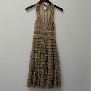 Gold lace midi dress